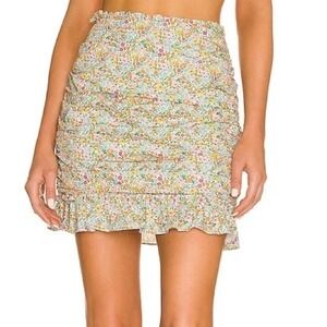 For Love & Lemons Raleigh Mini Skirt Floral Ruched Ruffle Size Small S NWT A11